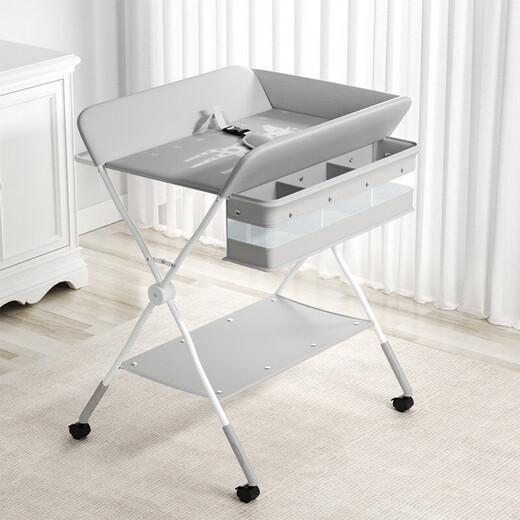 Clcey Windel Tabelle faltbare einfache Babypflege Tabelle Crib Baby Windel Tabelle Neugeborene Touch Tabelle + Drei Windel Tabelle - Grau Standard Modell