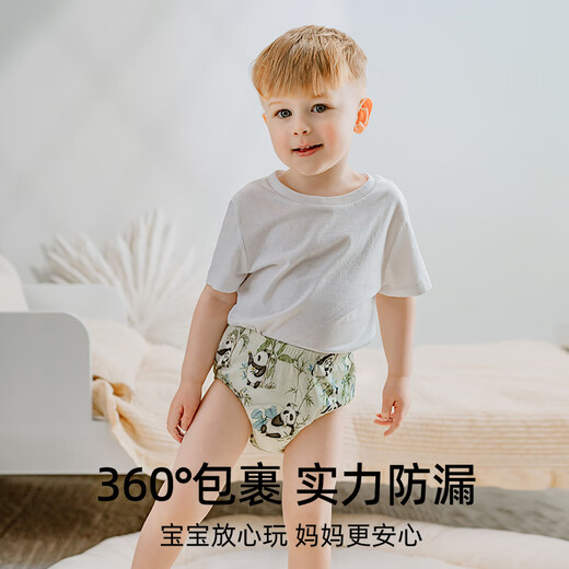 嫚熙（EMXEE）如厕训练裤男女宝宝婴儿隔尿裤可洗儿童内裤戒尿不湿 苹果园90码