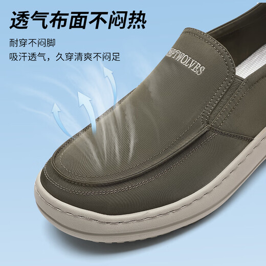 Sieben Wolf -Männerschuhe 2025 Sommertuchschuhe dünne atmungsaktive Leinwand -Leinwand -Leinsadler Herren Soft Sohle Faulpel Casual Dad Schuhe Grün 9929 38