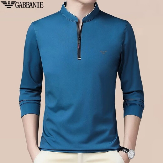 Falamone Armani T-shirt à manches longues pour hommes Automne et hiver décontracté plus collier de support chaud en velours mi-ferme