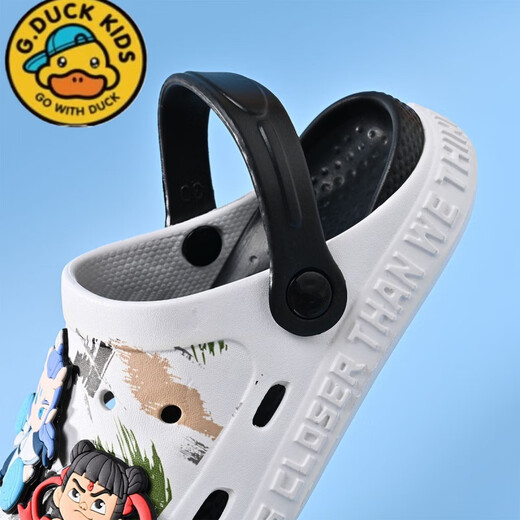 G. Duckids Nuevos zapatos de agujero para niños Nezha Ao Bing Sandalias súper suaves Super Soft Black and White [Nezha Ao Bing] 34