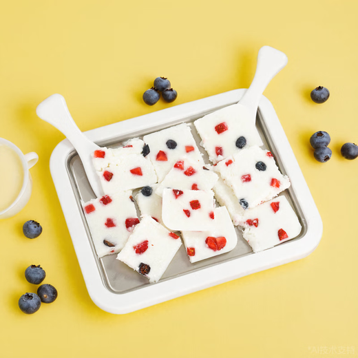Fried yogurt machine Food grade fried ice machine Homemade fried yogurt ice cream machine Small children's DIY mini plug-in Super large size [316 medical grade] Cream white + shovel