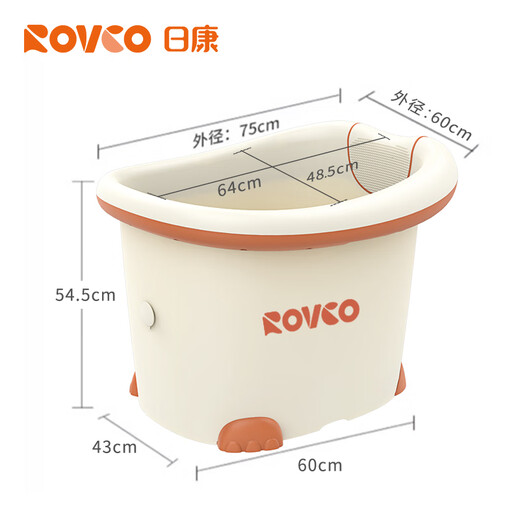 Rikang bathtub, baby bathtub, larger bathtub, newborn swimming bucket, free bath stool beige X1002-2