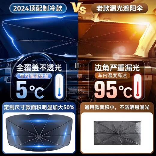 桐汝壁汽车遮阳罩前挡遮阳伞隔热专用防晒前挡风玻璃停车内用车挡板e 通用大号14079任意弯曲1秒遮阳