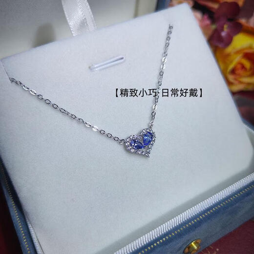 Yadige Love Tanzanite Necklace Light Luxury Niche Non-fading S925 Silver Earrings Sweet Temperament Clavicle Chain Exquisite Gift Tanzanite Necklace 42+5cm Extension Chain