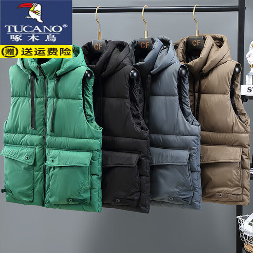啄木鸟（TUCANO）工装马甲男秋冬多口袋韩版潮流棉坎肩宽松帅加厚外穿马夹外套背心 JTX9913深灰色 XL 建议120-140