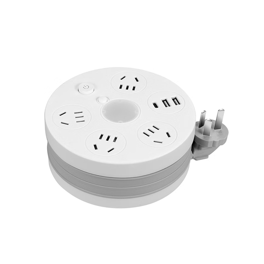 Bull King Round Storage Socket Multi-fonction Telescopic Row Plug-in Dormitory Plug-In Board USB Row Plug-in Long Mome Momening Cable Bull Five Position Jack [USB + Night Light Style] 2,8 mètres