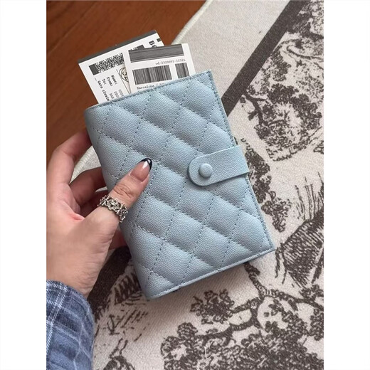 Passport clip protection cover Passport bag Passport storage bag Card bag Document storage bag Passport bag Travel ticket clip Sky blue (small amount of spot) 2XS
