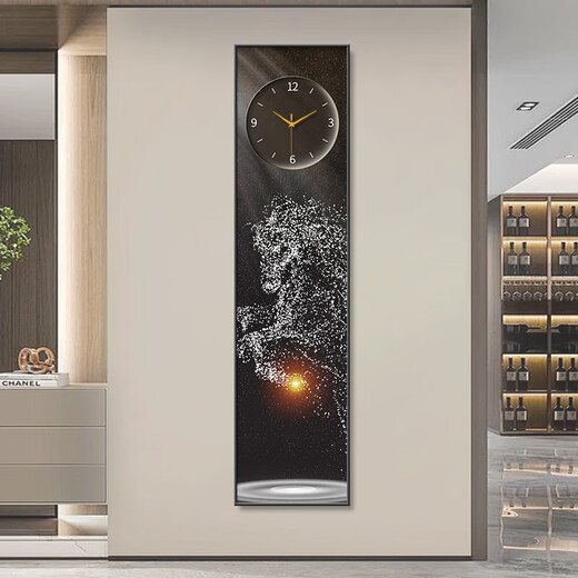 Lan Diando caballos y caballos en el ático Pintura decorativa Sala de estar Caballos para el corredor Chenggong Aisle Estrecho de tiras largas Luces colgantes Luces colgantes Ldy6197 + Reloj 35*140 cm Estilo vertical + espejo de película templada