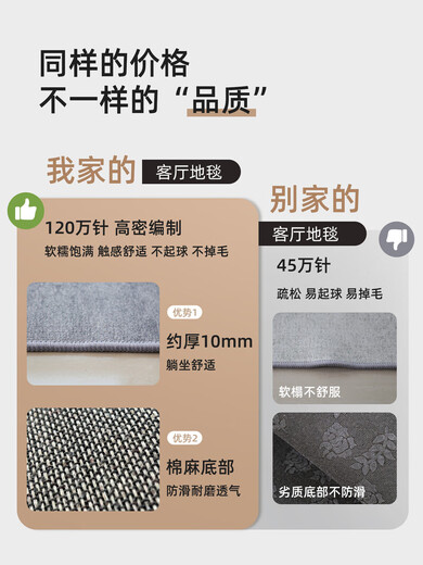 
Living room floor mats are free to wash and easy to handle non-slip carpet Living room 2025 new light luxury high-end room bedroom erasable 16779 1cm 1m 300*400cm Thickened model whole piece*