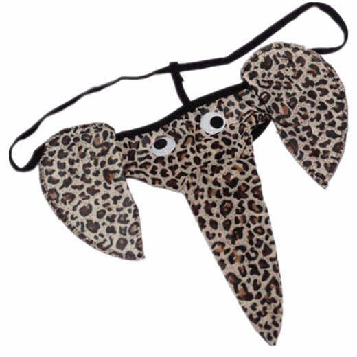 Jiumu Yadai men's sexy underwear thong men's sexy underwear T-pants leopard print cartoon nose cover black red ears one size fits all Asia