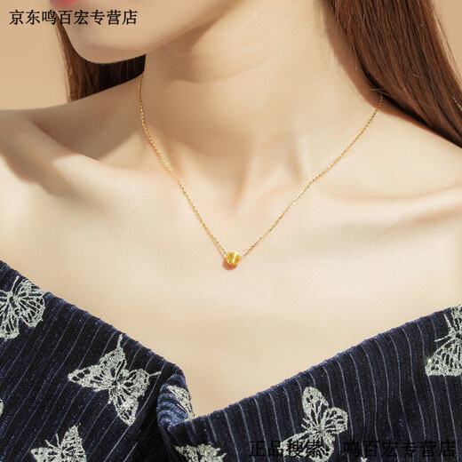 Peerless love Lao Fengxiang Lao Fengxiang gold K necklace 9999 gold temperament cat's eye transfer bead pendant pure gold versatile round bead head Lao Fengxiang cat's eye pendant (single pendant) Lao Fengxiang 0.01g