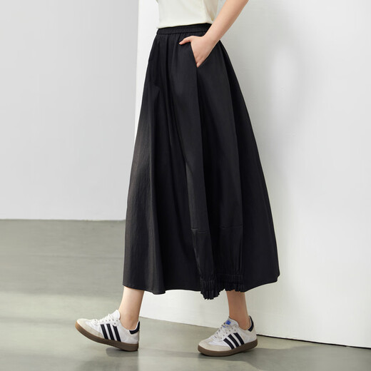 
Slim Li Show [Smoke Wave Flower Skirt] Design-sensory elastic waist drooping skirt Large size women's fat mm summer new style 1283 black L