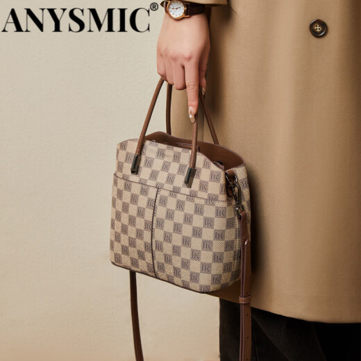 ANYSMIC轻奢侈品牌包包女包高档水桶包女士2025新款复古手提包520礼物 咖色 长21.5CM