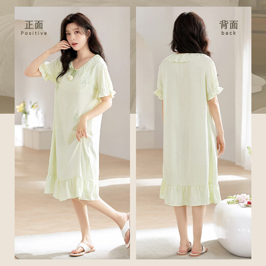 
Urban beauty nightgown for women in summer with chest pad cloud cotton short-sleeved pajamas sweet Korean version 2025 new student home clothes
