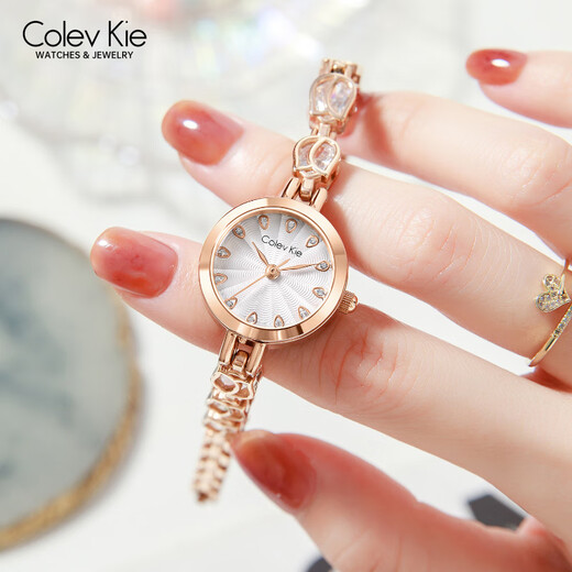 Colevkie watch official 2024 new watch for women students and women niche light luxury women's watch 9215 rose shell white diamond + gift box set + bracelet + cast