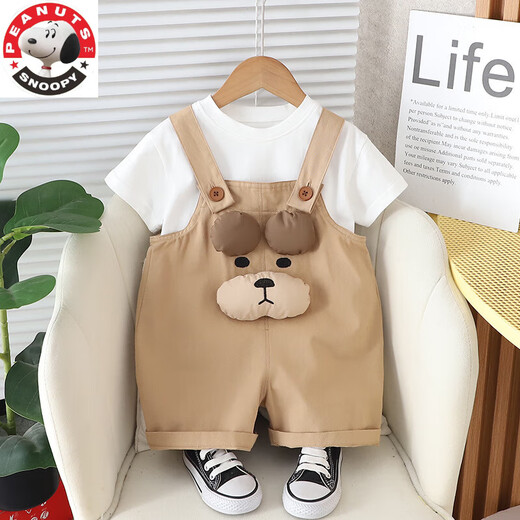 Snoopy (Snoopy) Trap de correa para niños y niñas Summer nuevo para niños Fashion Fashion Summer Fashion Set de dos piezas de dos piezas Fashion Lindo cachorro de manga corta Black T 80 cm