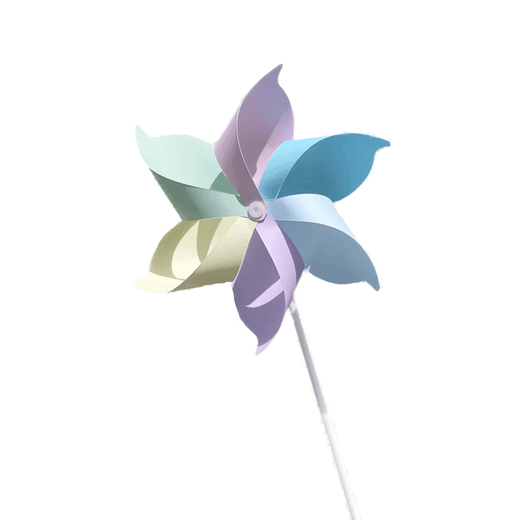 Magic Beans Victory Macaron Colorful Windmill Decoration Props Cartoon Hanging Handheld Wooden Pole Scenic Area Rotating Desktop Windmill 21CM [6 Leaf Cartoon 6 Flowers] Plastic Rod + Base Mixed (50 Packs