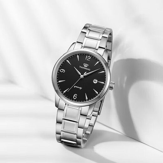 Tian Wang Watch Men's Birthday Gift Sea Serie Steel Band Quartz Watch Black GS3887S/D-B-3