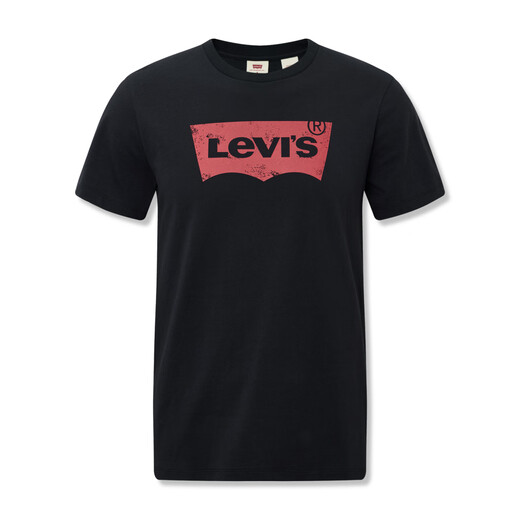 Couple de Levi's American lâche imprimement à la mode simple confortable Coton Coton Round Coure à manches courtes Black 0001 A9224-0001 M