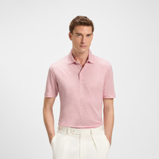 Boss Boss [Geschenk am chinesischen Valentinstag] [Gleiches Modell in Beckham] Herren 25-jähriger Herbst-Leinen-Polo-Shirt 673-Pink L.