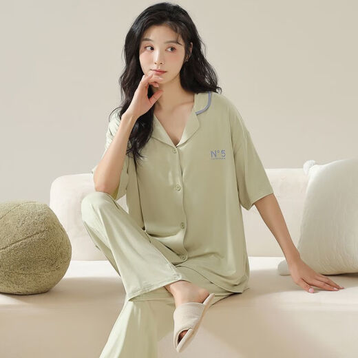 Kaizitu Modal women's pajamas and home clothes set comfortable short-sleeved trousers for outside wear 12109 [Soft Modal, breathable and comfortable] M [90-100Jin [Jin equals 0.5 kg]]