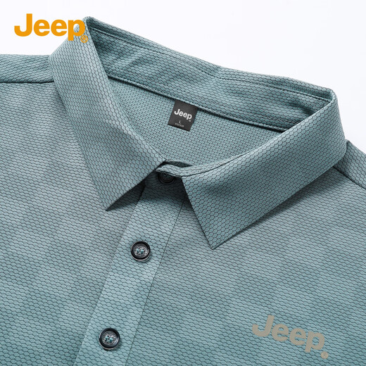 吉普（JEEP）T恤男商务休闲凉感宽松Polo领短袖男打底衫12161 青灰  4XL 