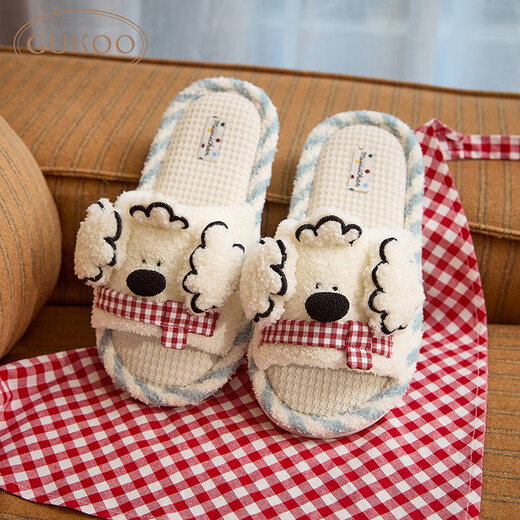 Gukoo slippers for women spring and summer miiiiichan new cute linen ladies home slippers beige 38-39
