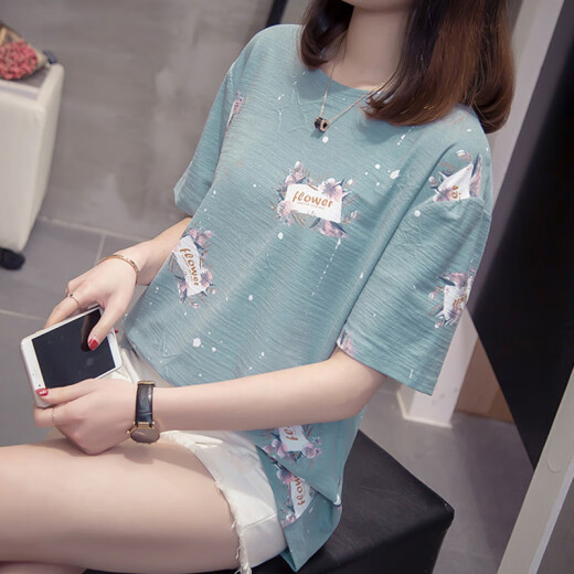 
Tuqian (TUQIAN) plus fat plus size women's pure cotton short-sleeved women's plus size fat mm summer new pure cotton short-sleeved T-shirt for women Korean version 9928 gray M80-95Jin [Jin equals 0.5 kg] average size