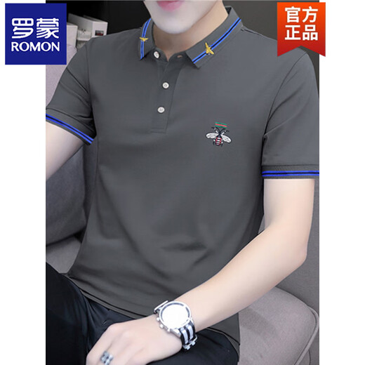 Romon (Romon) Bead Bead Floy Flothered Polo рубашка для футболки для мужчин Slim с короткими рукавами для летней лацкатной футболки с половиной рукава S5012 Модель белая 2xl подходит для 145-160JIN [JIN равно 0,5 кг]