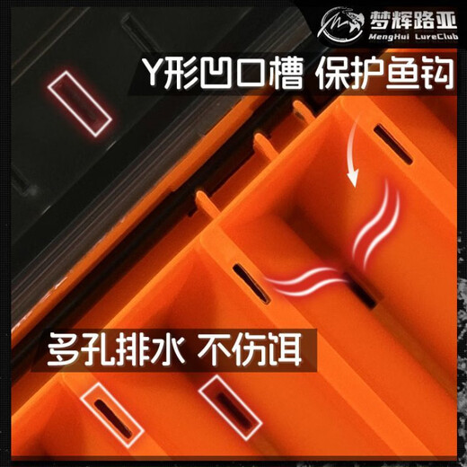 Menghui double-sided 14-grid portable lure box suitable for storing pencils, minnow iron plate double-layer lure box, black (large size 14 compartments)