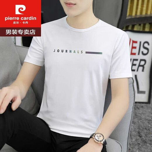 皮尔卡丹（pierre cardin）冰丝短袖t恤男士2025新款夏季薄款体恤夏天休闲潮牌大码男装上衣 1423黑色 M 100斤-110斤