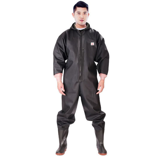Rain pants and rain boots integrated waterproof one-piece waders winter fishing gloves clothing 100 silk green thickened export grade + durable cuff style 36