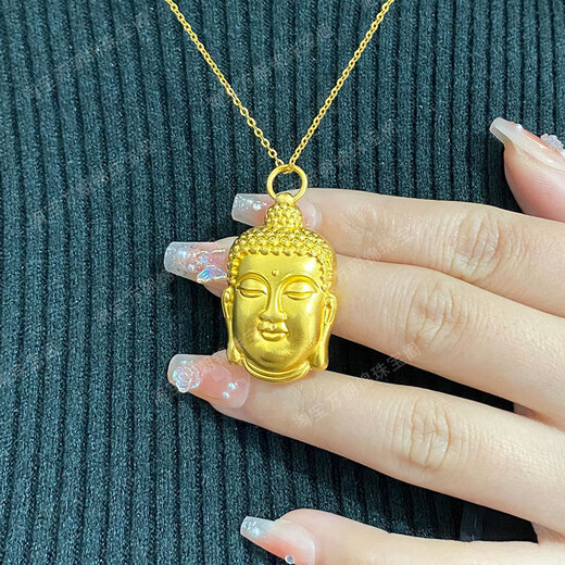 Shaoyu's new 5G ancient gold pendant for women, gold-plated silver, natal year Buddha head pendant, hand-engraved Chinese style jewelry, BJ486 small Buddha head pendant, weighing about 10g