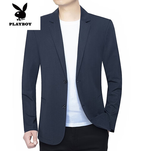 花花公子（PLAYBOY）2025新款夏季西装男外套中年弹力小西服爸爸装冰丝防晒衣夹克 蓝色 202125 S 165/84A /90-100斤