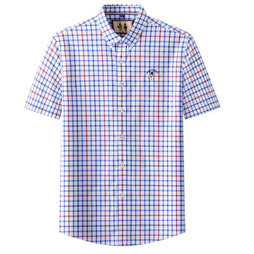 Bivalli Paul checked 2025 Paul short-sleeved shirt men's summer cotton business casual plaid shirt short-sleeved D2629 XL 41 175/96A