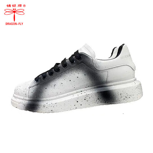 Dragonfly Brand 2025 Nuevos zapatos para hombres de primavera y verano versátiles versátiles de cuero genuino de cuero de cuero genuino de cuero de vaca y zapatos de moda casuales blancos 9713 40