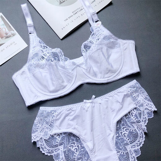 NJSKAKW El sexy 200Jin Jin sin esponja europeo y americano equivale a un conjunto de sujetador de talla grande de 0,5 kg para reunir a chicas gordas, un conjunto blanco grande 100D