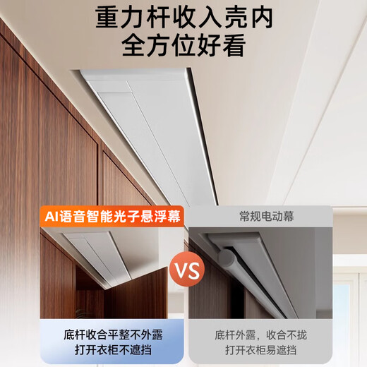 Nut projection three-color small white box AI smart photon suspended cable anti-light projection curtain 8K high-definition electric lifting embedded hidden Fresnel anti-light curtain suitable for XGIMI Dangbei 150-inch cable ceiling screen (suspended version) 8k extremely white photon--AI intelligent voice linkage hidden embedded