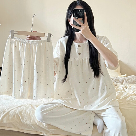 乐僖贝俫夏季甜美卡通三件套睡衣女可外穿家居服套装 761樱桃娃三件套-短长/HQ 170 M