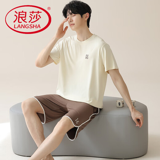 浪莎（LangSha）睡衣情侣装一男一女款2025新款夏天带胸垫莫代尔夏款动人家居服夏 NSN15601男15801女 带胸垫 XL 女款L +男款