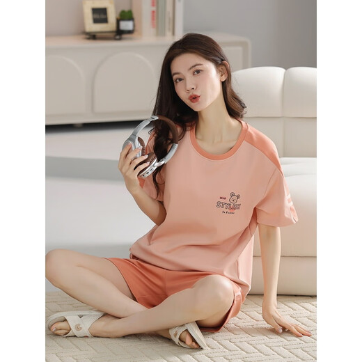 Condomi Luolis Pyjamas für Frauen reine Baumwolle Frauen Sommerpyjama für Frauen Pullover Pyjamas für Sommershorts für komfortable lässige Z9858 m [empfohlen, 80-100 Jin zu tragen [Jin gleich 0,5 kg]]
