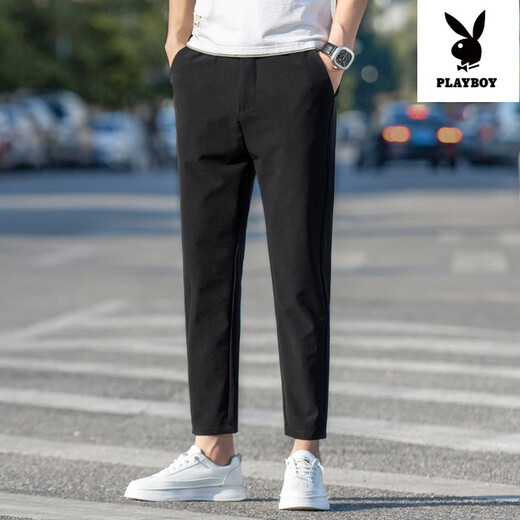 花花公子（PLAYBOY）色九分裤男夏季冰丝百搭薄款裤子男士2025新款休闲裤 卡其色-Y9905 28