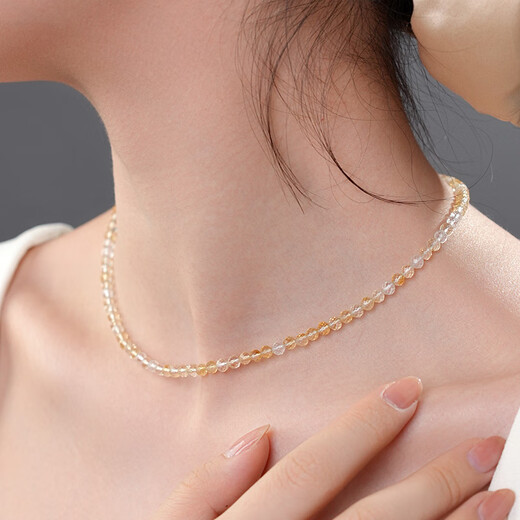 Dara birthstone gift s925 silver citrine tourmaline necklace women's fine chain clavicle chain birthday gift for girlfriend and wife