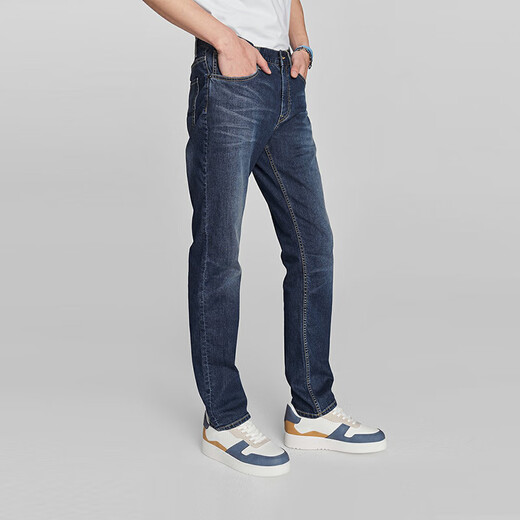 Lee24 new product 723 slim mid waist straight feet nostalgic retro mid-dark blue thin men's jeans cool pants trend medium dark blue (trouser length 31) 28