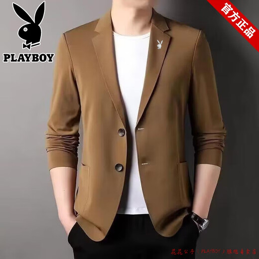 Playboy summer ice silk suit men's casual sun protection suit small suit thin cool single western jacket men's top 718# blue 3XL