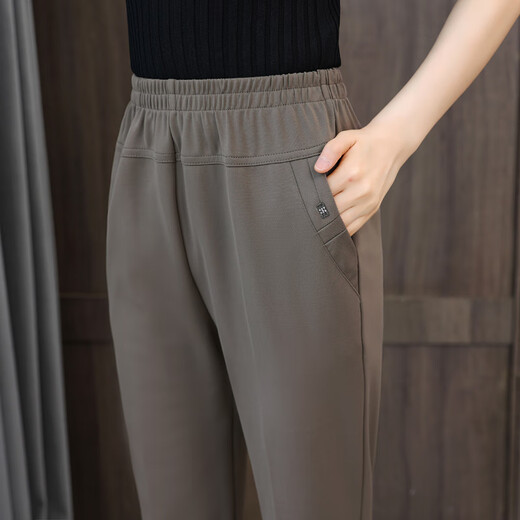 Hosen mittleren Alters und ältere Hose für Frauen 2025 Sommer Mutter Kleid lose lässige Hosen für vielseitige Eisseide hohe Taille Schlähne gerade Hosen 728 Beige 5xl