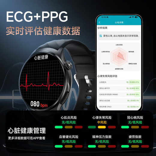 KPEP [Certificación médica] Azúcar de presión arterial, ácido lipidúrico en sangre ECG ECG Cielo cardíaco Oxígeno Sueño Atención remota Pago fuera de línea NFC Bluetooth Call Smart Health Watch [Certificación médica] GJ-SH-03 Negro
