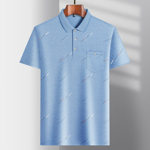 Caiyang Hengyuanxiang traje de papá de la solapa de verano Seda de seda de la manga corta para hombres de mediana edad y ancianos camiseta delgada para personas mayores de hielo a media manga seda-9855 bolsillo real gris m 48/165
