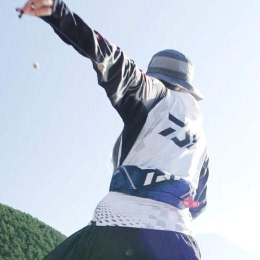 DAIWA 25 spring and summer one-hit sun protection clothing, thin hooded/stand collar fishing clothing, sunshade zipper, long sleeves, stand collar sun protection top - blue XL